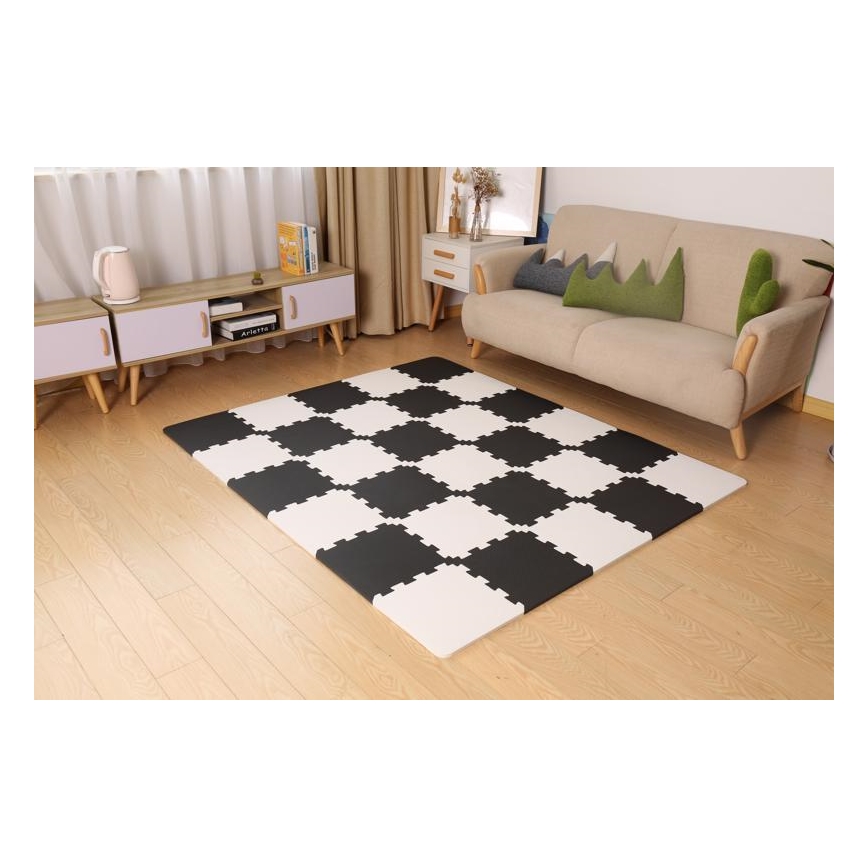 KINDERKRAFT - Παιδικό παζλ Δαπέδου LUNO 30τμχ μαύρο/λευκό