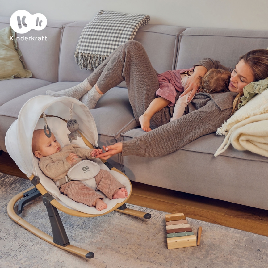 KINDERKRAFT - Παιδικό ξαπλωματάκι ELSU, γκρι