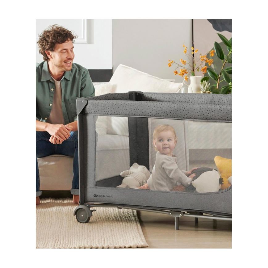 KINDERKRAFT - Παρκοκρέβατο JOY 2 γκρι