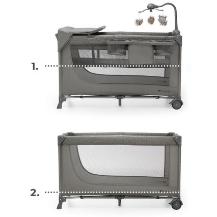 KINDERKRAFT - Παρκοκρέβατο JOY 2 με αξεσουάρ γκρι