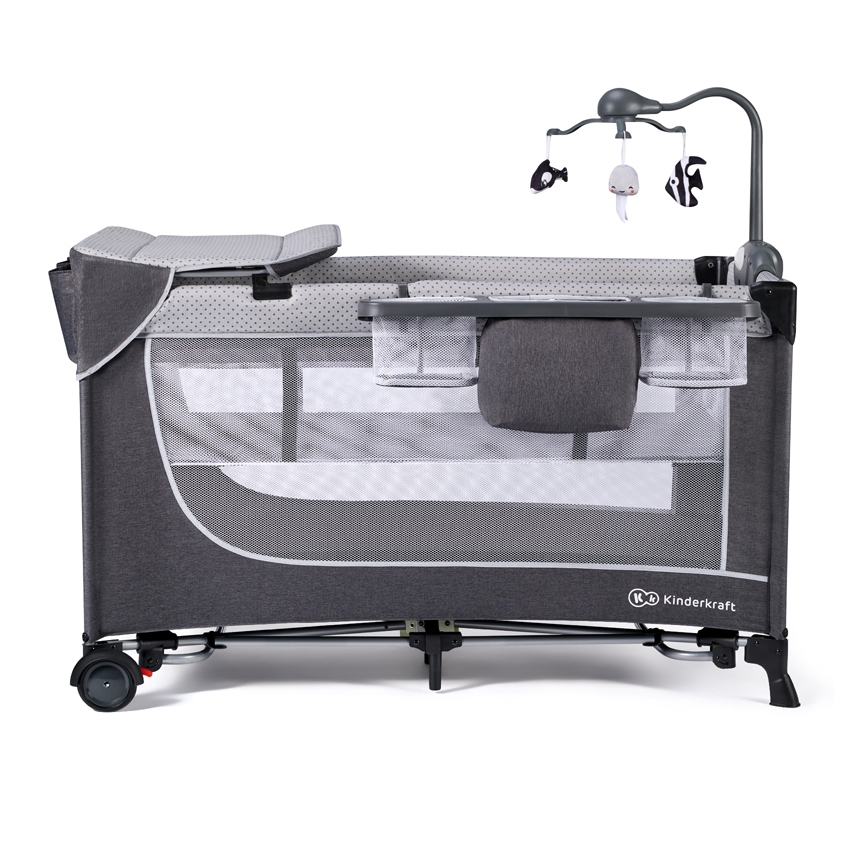 KINDERKRAFT - Παρκοκρέβατο LEODY γκρι