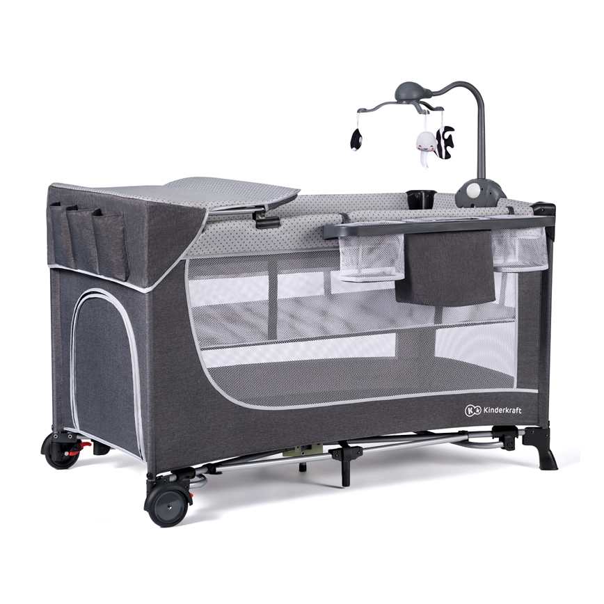 KINDERKRAFT - Παρκοκρέβατο LEODY γκρι