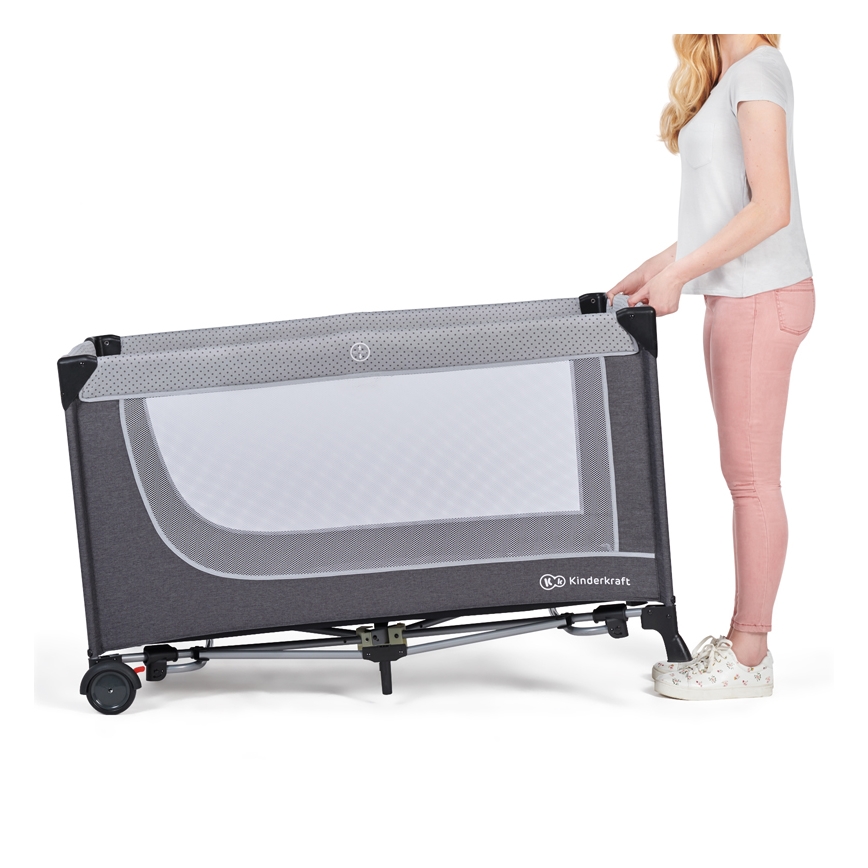 KINDERKRAFT - Παρκοκρέβατο LEODY γκρι