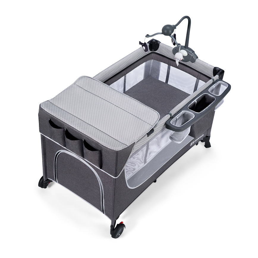 KINDERKRAFT - Παρκοκρέβατο LEODY γκρι