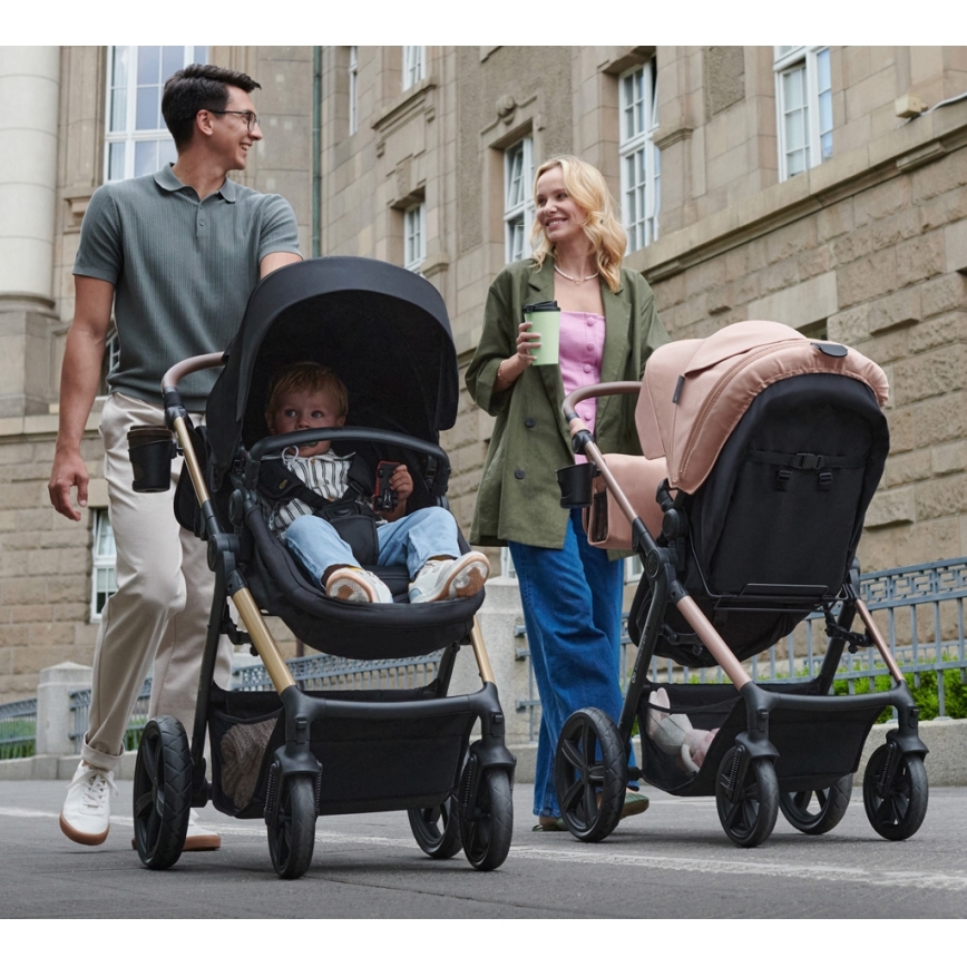 KINDERKRAFT - Πολυκαρότσι 3σε1 MOOV 2 AIR Pure μαύρο + κάθισμα αυτοκινήτου MINK PRO