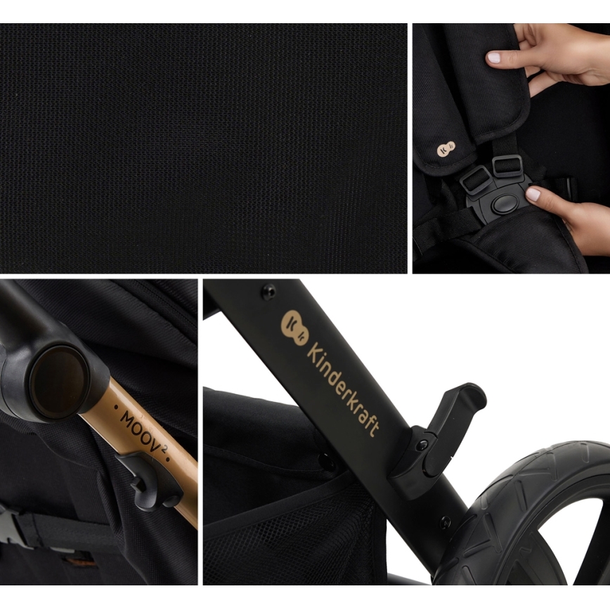 KINDERKRAFT - Πολυκαρότσι 3σε1 MOOV 2 Pure μαύρο + αυτοκίνητο seat MINK PRO