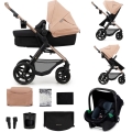 KINDERKRAFT - Πολυκαρότσι 3σε1 MOOV 2 Sand μπεζ + αυτοκίνητο seat MINK PRO