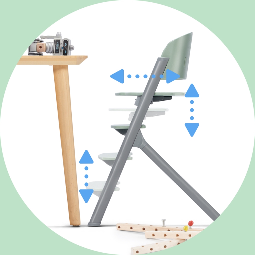 KINDERKRAFT SELECT - Καρεκλάκι φαγητού 3σε1 LIVY Premium Olive πράσινο + relax CALMEE