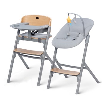 KINDERKRAFT SELECT - Παιδική καρέκλα φαγητού 3 σε 1 LIVY Premium δρυς + βρεφική ξαπλώστρα CALMEE