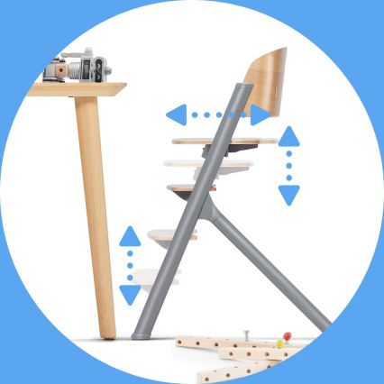 KINDERKRAFT SELECT - Παιδική καρέκλα φαγητού 3 σε 1 LIVY Premium δρυς + κουνιστή πολυθρόνα CALMEE