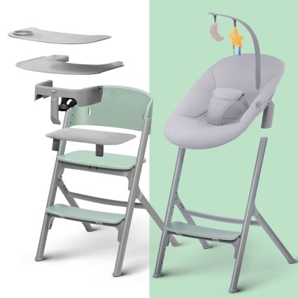 KINDERKRAFT SELECT - Παιδική καρέκλα φαγητού 3 σε 1 LIVY Premium Aster pink + ανακλινόμενο καθισματάκι CALMEE