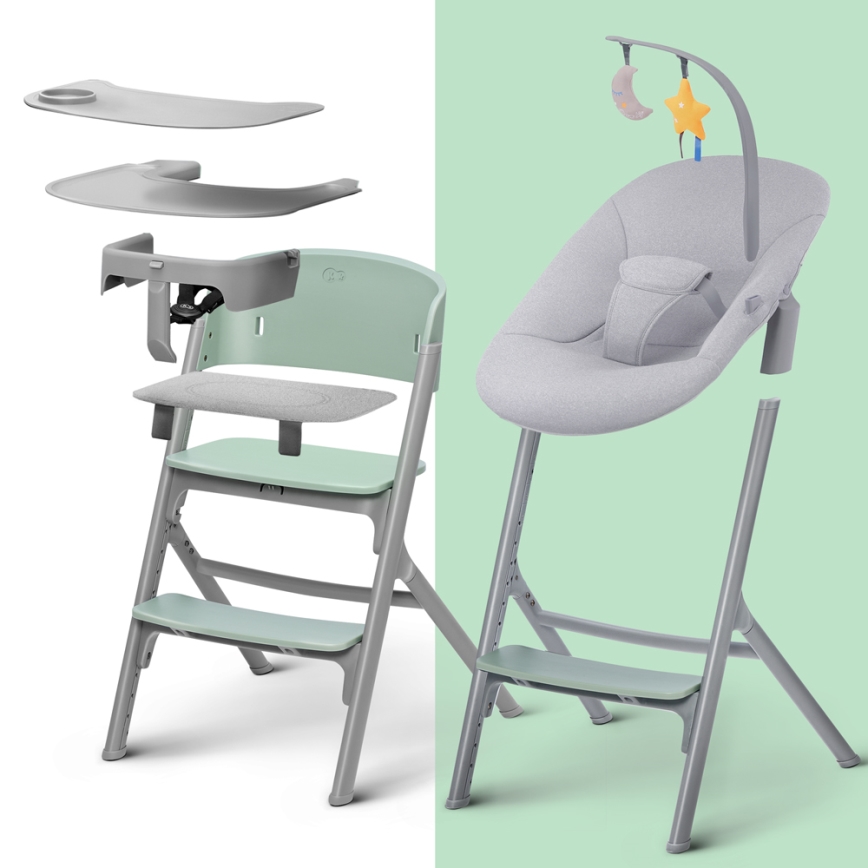 KINDERKRAFT SELECT - Παιδική καρέκλα φαγητού 3 σε 1 LIVY Premium Aster pink + ανακλινόμενο καθισματάκι CALMEE