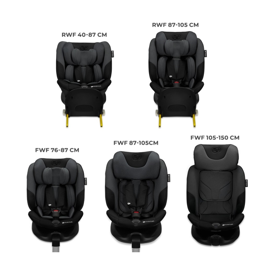KINDERKRAFT SELECT - Παιδικό κάθισμα αυτοκινήτου I-FIX (40-150 cm) Γραφίτης μαύρο