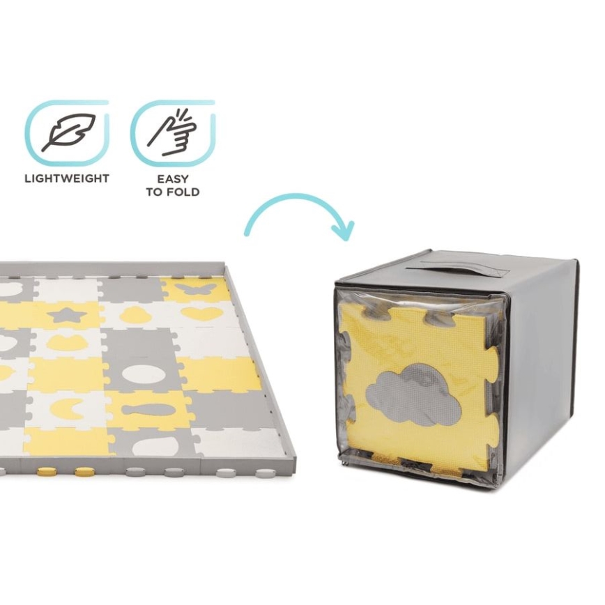 KINDERKRAFT -  Παιδικό παζλ δαπέδου LUNO 30τμχ γκρι/κίτρινο