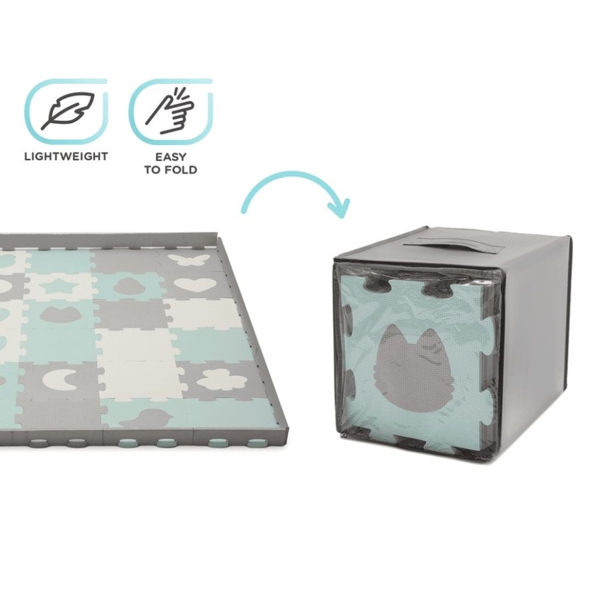 KINDERKRAFT - Παιδικό παζλ δαπέδου LUNO 30τμχ γκρι/μέντα