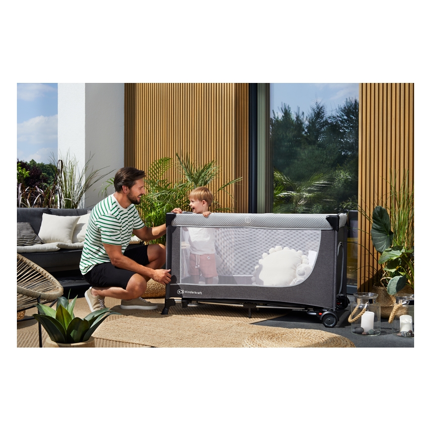 KINDERKRAFT SELECT - Παρκοκρέβατο LEODY γκρι