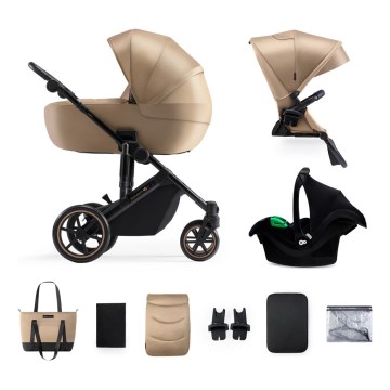KINDERKRAFT SELECT - Πολυκαρότσι 3σε1 PRIME 2 Premium Sandrose μπεζ + κάθισμα αυτοκινήτου