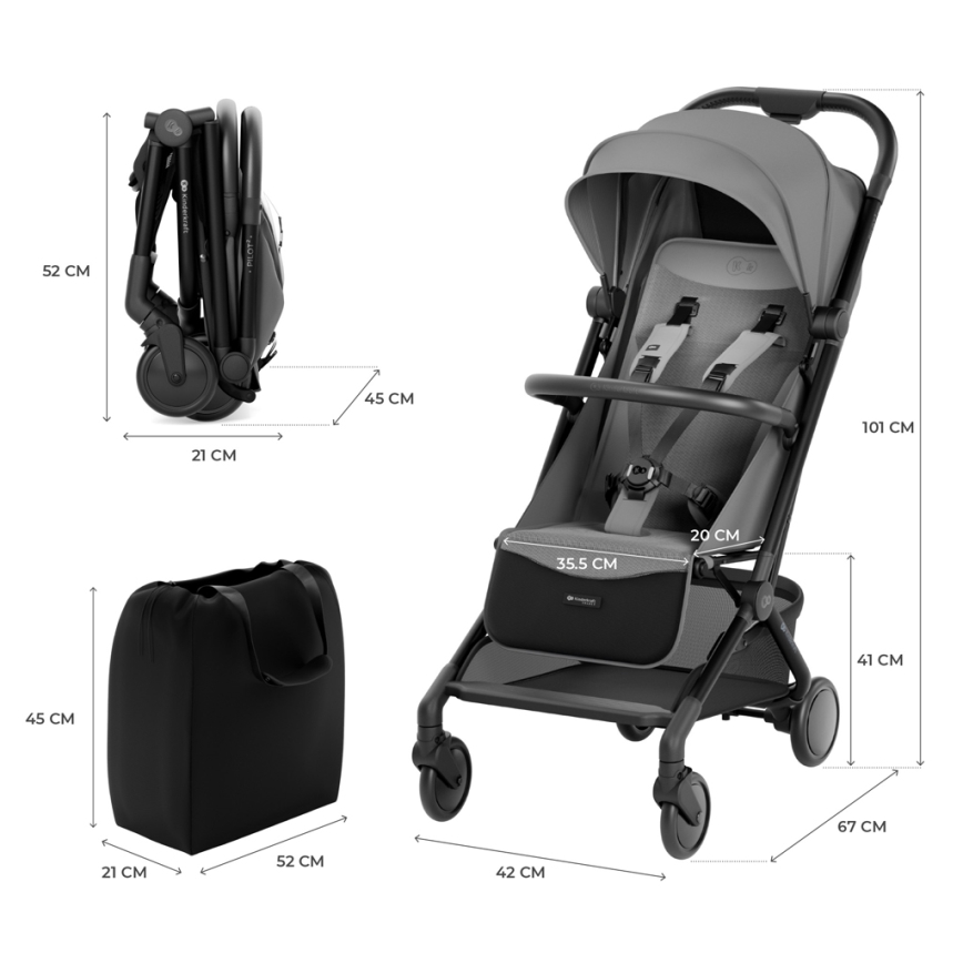 KINDERKRAFT SELECT - Αθλητικό καρότσι PILOT 2 γκρι
