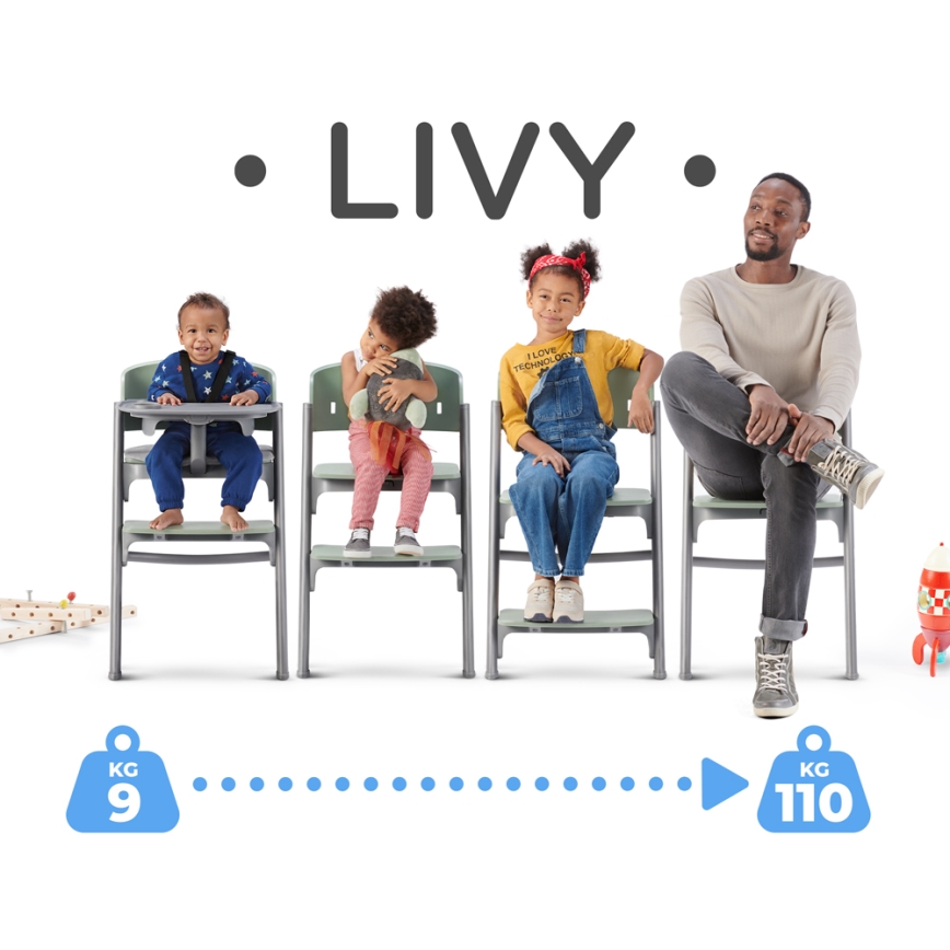 KINDERKRAFT SELECT - Καρεκλάκι φαγητού 3σε1 LIVY Premium Aster ροζ