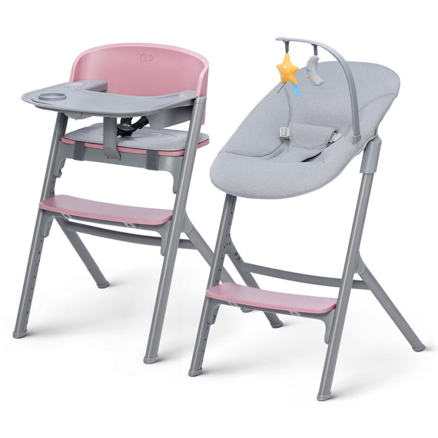 KINDERKRAFT SELECT - Καρεκλάκι φαγητού 3σε1 LIVY Premium Aster ροζ + relax CALMEE