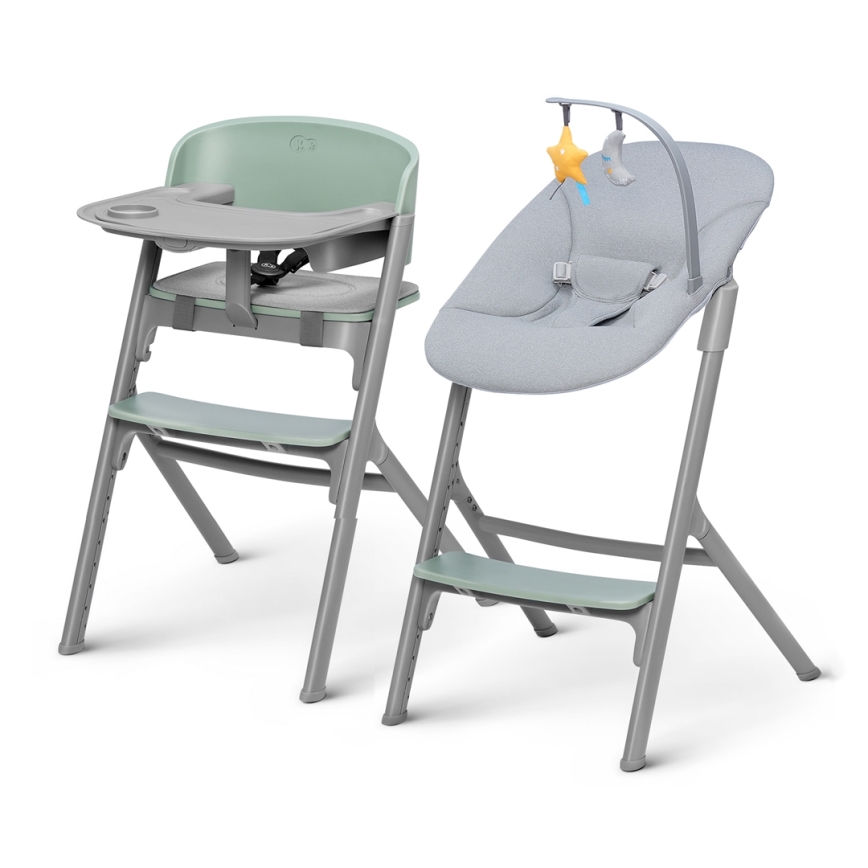 KINDERKRAFT SELECT - Καρεκλάκι φαγητού 3σε1 LIVY Premium Olive πράσινο + relax CALMEE