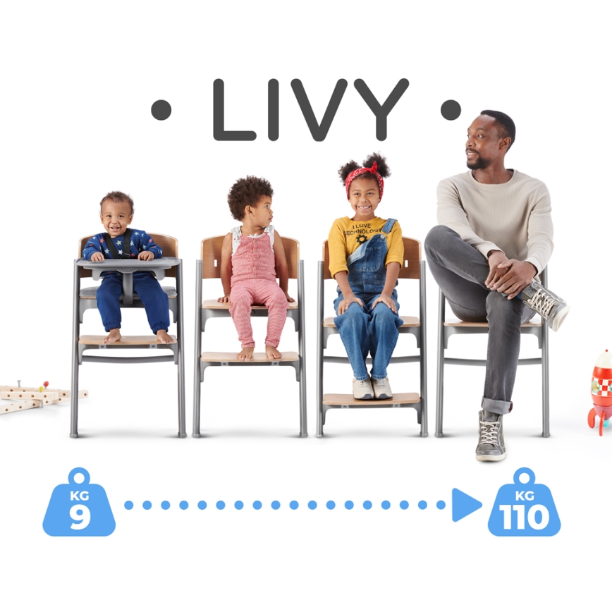 KINDERKRAFT SELECT - Καρεκλάκι φαγητού 3σε1 LIVY Premium δρυς