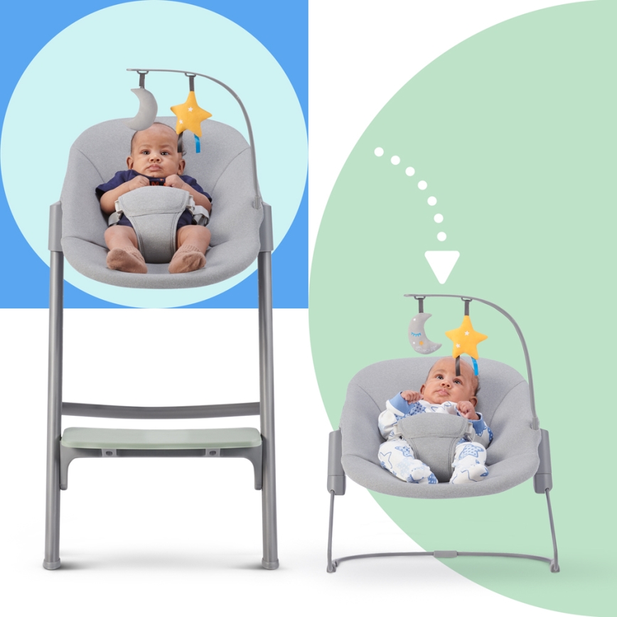KINDERKRAFT SELECT - Καρεκλάκι φαγητού 3σε1 LIVY Premium Aster ροζ + relax CALMEE