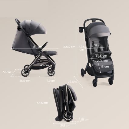 KINDERKRAFT SELECT - Αθλητικό καρότσι NUBI 2 γκρι