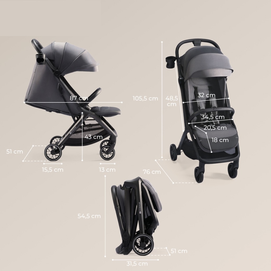 KINDERKRAFT SELECT - Αθλητικό καρότσι NUBI 2 γκρι