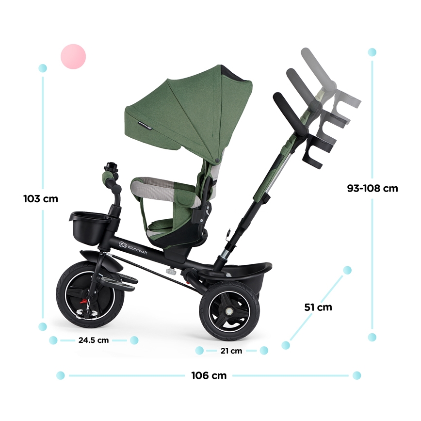 KINDERKRAFT SELECT - Παιδικό τρίκυκλο ποδήλατο SPINSTEP Premium πράσινο