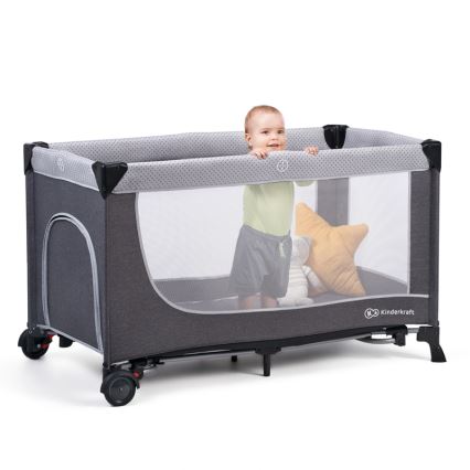 KINDERKRAFT SELECT - Παρκοκρέβατο LEODY γκρι