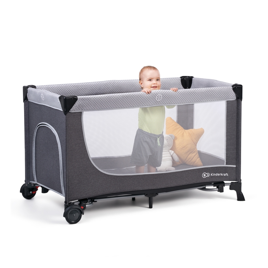 KINDERKRAFT SELECT - Παρκοκρέβατο LEODY γκρι