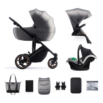 KINDERKRAFT SELECT - Πολυκαρότσι 3σε1 PRIME 2 Premium Shadow γκρι + κάθισμα αυτοκινήτου