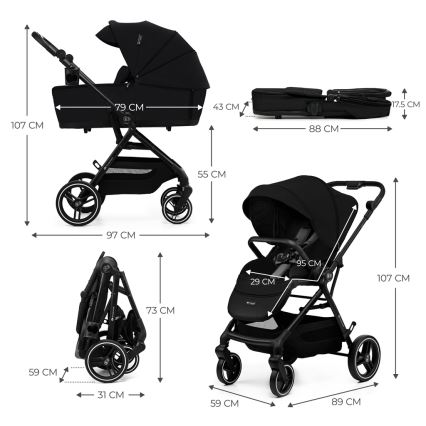 KINDERKRAFT SELECT - Πολυκαρότσι 2σε1 YOXI Pure μαύρο