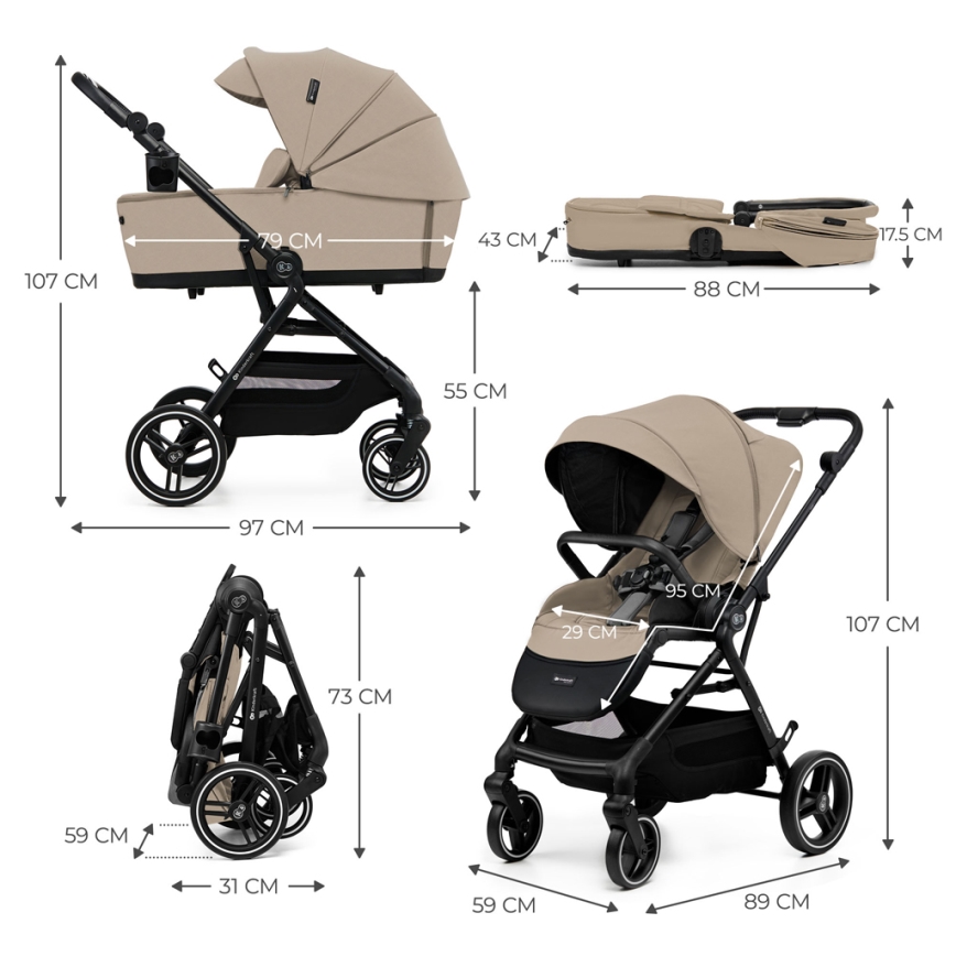 KINDERKRAFT SELECT - Πολυκαρότσι 2σε1 YOXI Sand μπεζ