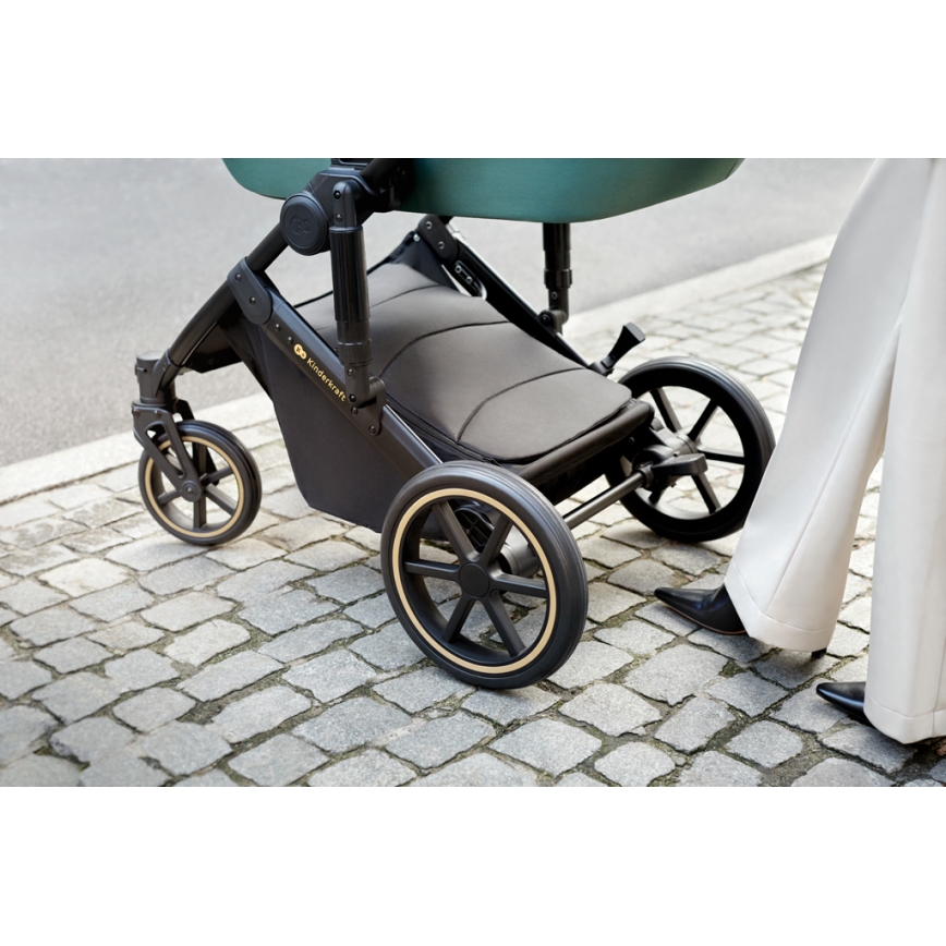 KINDERKRAFT SELECT - Πολυκαρότσι 3σε1 PRIME 2 Premium Dark πράσινο + κάθισμα αυτοκινήτου