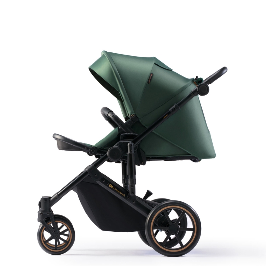KINDERKRAFT SELECT - Πολυκαρότσι 3σε1 PRIME 2 Premium Dark πράσινο + κάθισμα αυτοκινήτου