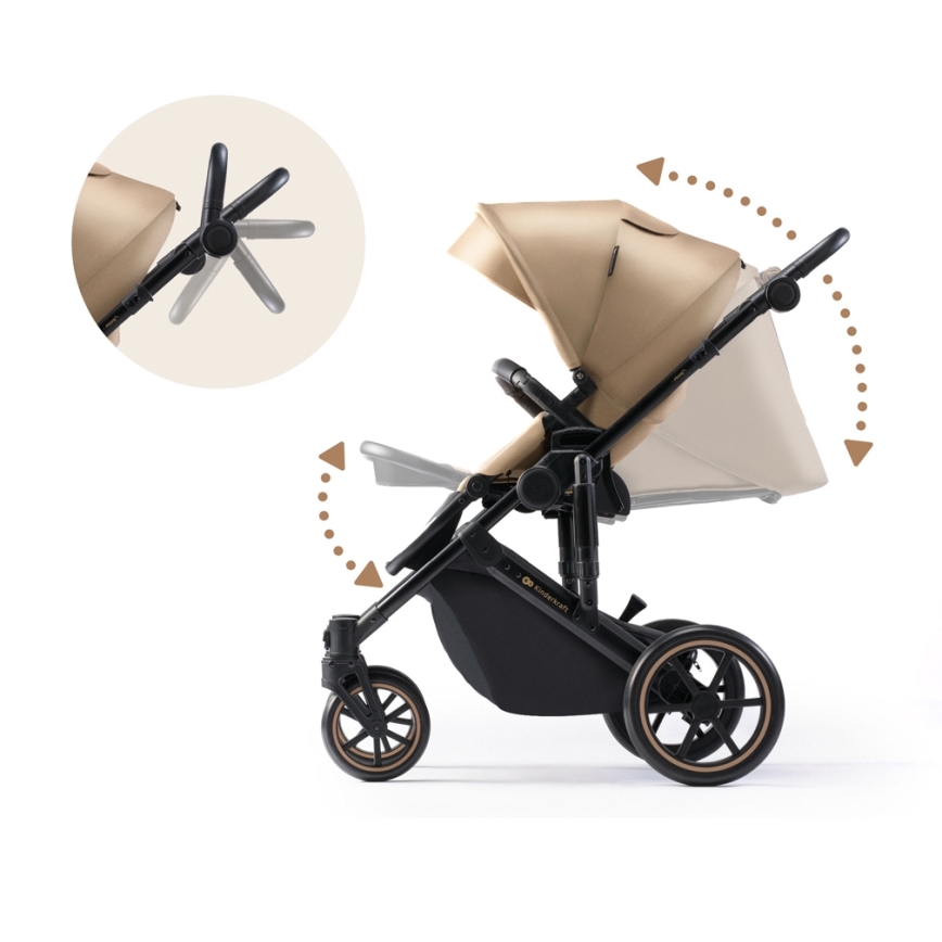 KINDERKRAFT SELECT - Πολυκαρότσι 3σε1 PRIME 2 Premium Sandrose μπεζ + κάθισμα αυτοκινήτου