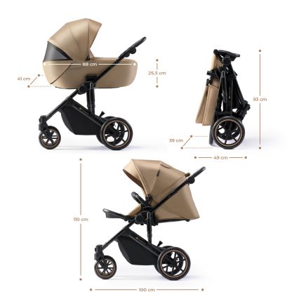 KINDERKRAFT SELECT - Πολυκαρότσι 3σε1 PRIME 2 Premium Sandrose μπεζ + κάθισμα αυτοκινήτου