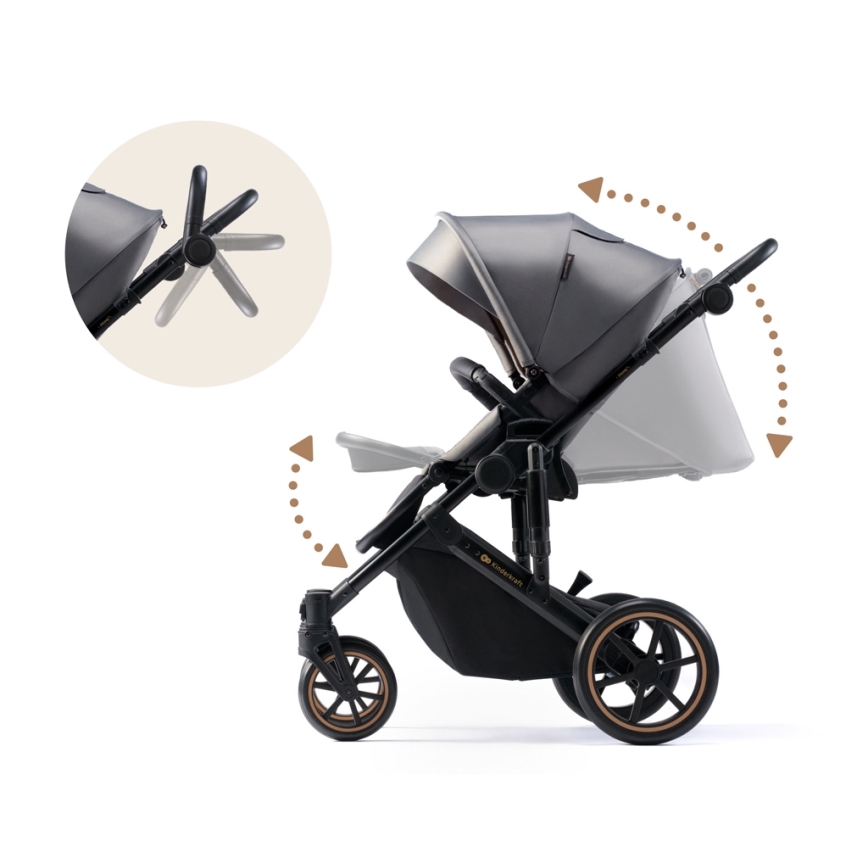 KINDERKRAFT SELECT - Πολυκαρότσι 3σε1 PRIME 2 Premium Shadow γκρι + κάθισμα αυτοκινήτου