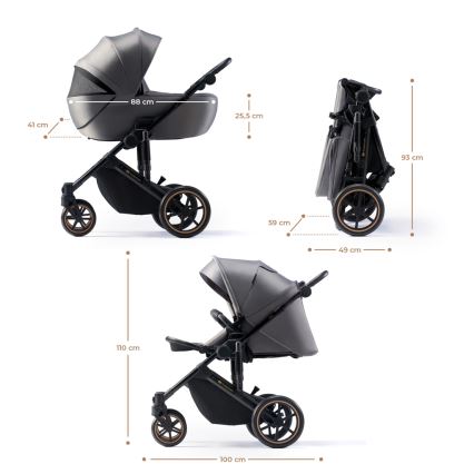 KINDERKRAFT SELECT - Πολυκαρότσι 3σε1 PRIME 2 Premium Shadow γκρι + κάθισμα αυτοκινήτου