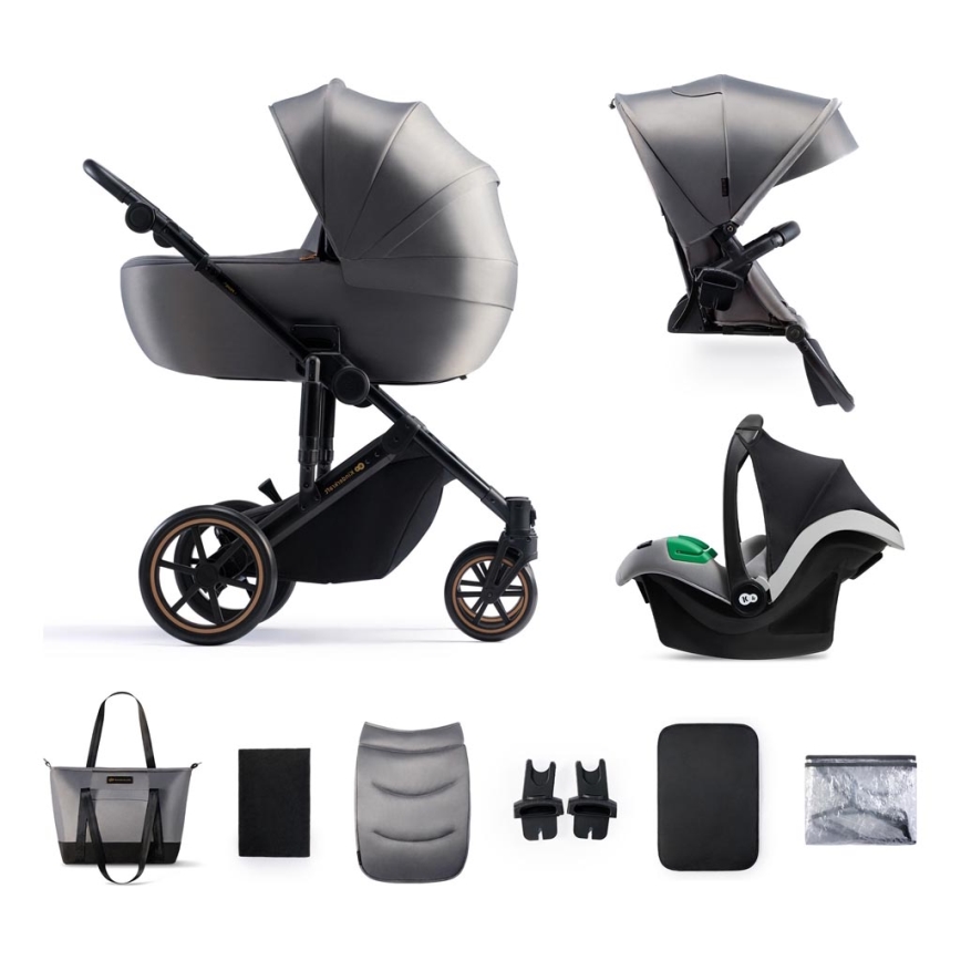 KINDERKRAFT SELECT - Πολυκαρότσι 3σε1 PRIME 2 Premium Shadow γκρι + κάθισμα αυτοκινήτου