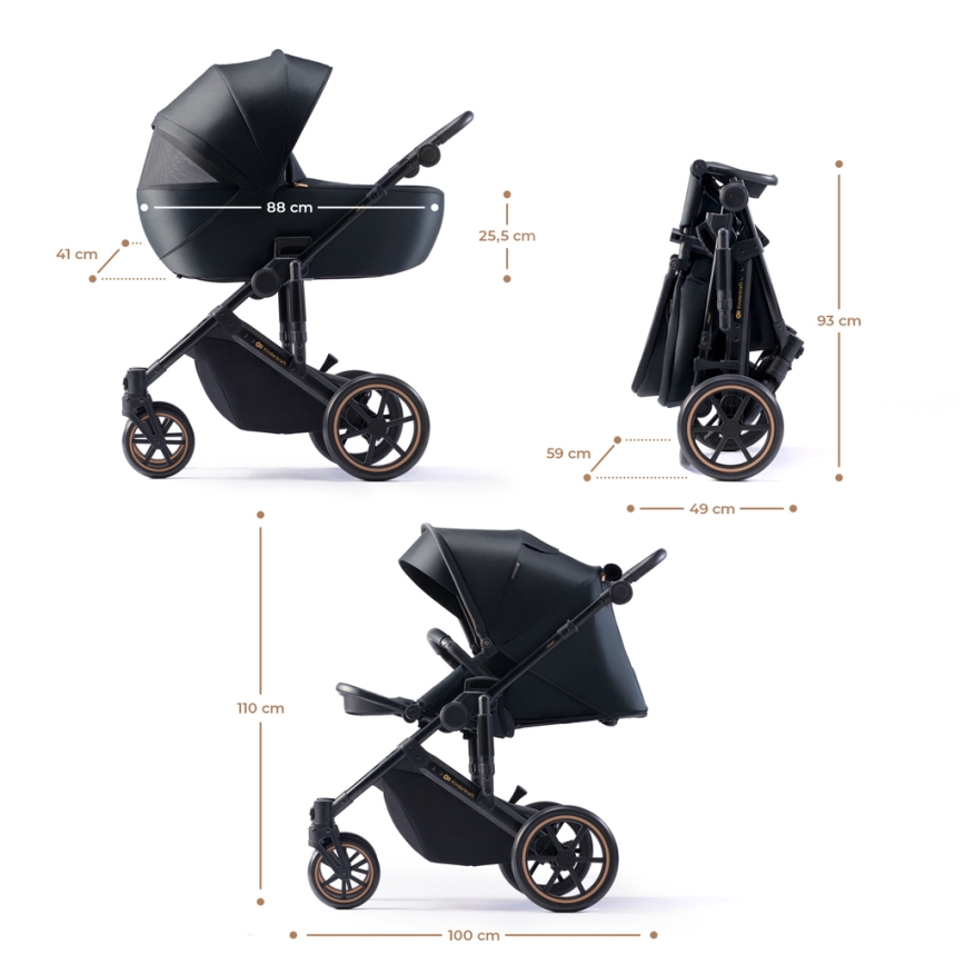 KINDERKRAFT SELECT - Πολυκαρότσι 3σε1 PRIME 2 Premium Venezian μαύρο + κάθισμα αυτοκινήτου