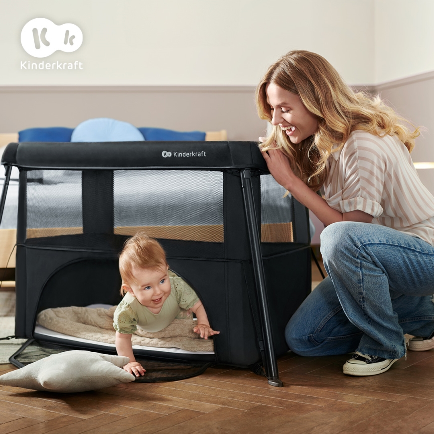KINDERKRAFT - Ταξιδιωτική κούνια 3 σε 1 CAMI μαύρη