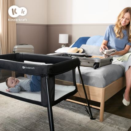 KINDERKRAFT - Ταξιδιωτική κούνια 3 σε 1 CAMI μαύρη