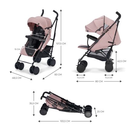 KINDERKRAFT - Καροτσάκι SIESTA Pink πριγκίπισσα