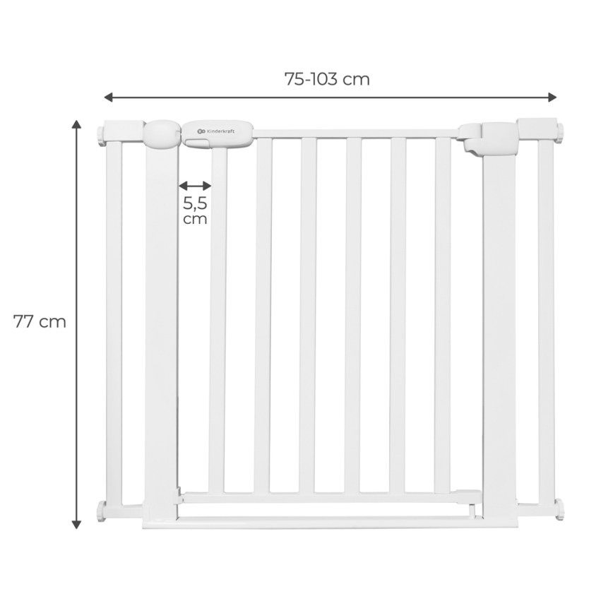 KINDERKRAFT - Μπάρα ασφαλείας LOCK&GO 75-103 cm λευκό