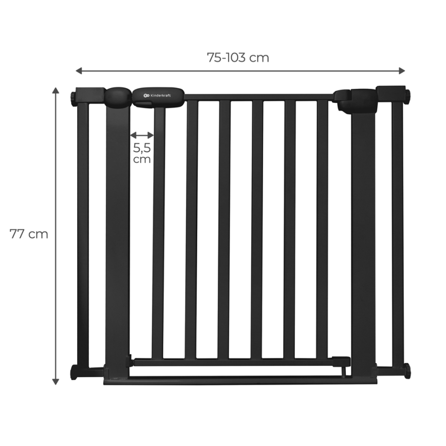 KINDERKRAFT - Μπάρα ασφαλείας LOCK&GO 75-103 cm μαύρο