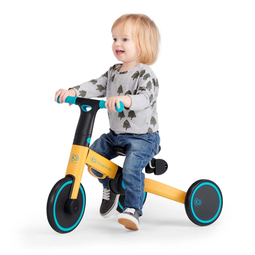 KINDERKRAFT - Παιδικό ποδήλατο ισορροπίας 3σε1 4TRIKE κίτρινο/τουρκουάζ