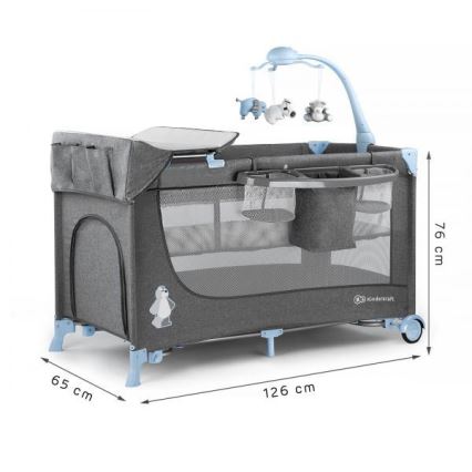 KINDERKRAFT - Παρκοκρέβατο JOY με αξεσουάρ γκρι-μπλε